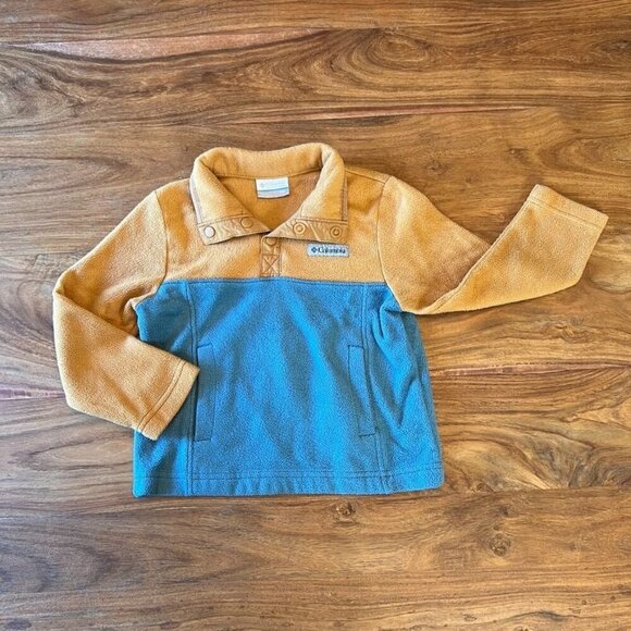 Columbia Kids Steens Mountain 1/4 Snap Fleece Pullover Two-Tone Yellow/Blue - Picture 1 of 11